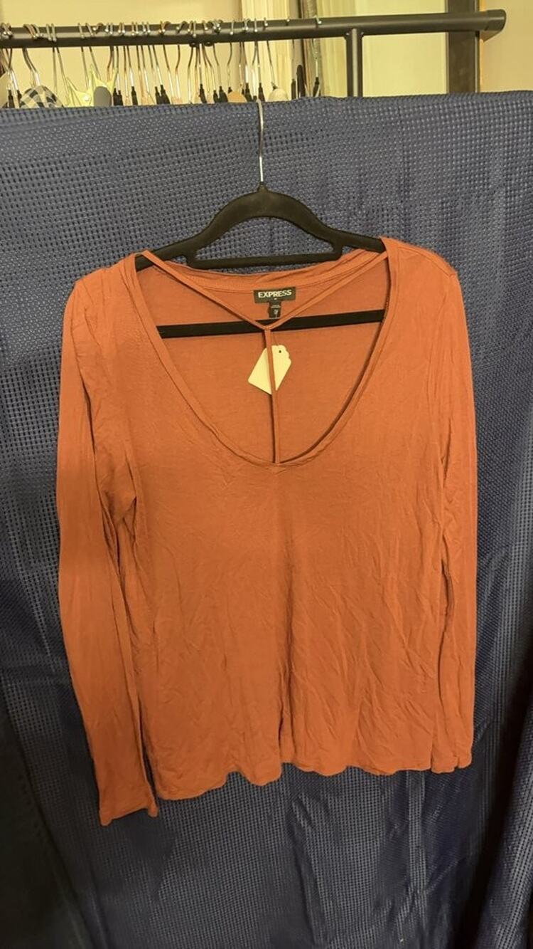Express Women's Rust Long Sleeve Top - Size M